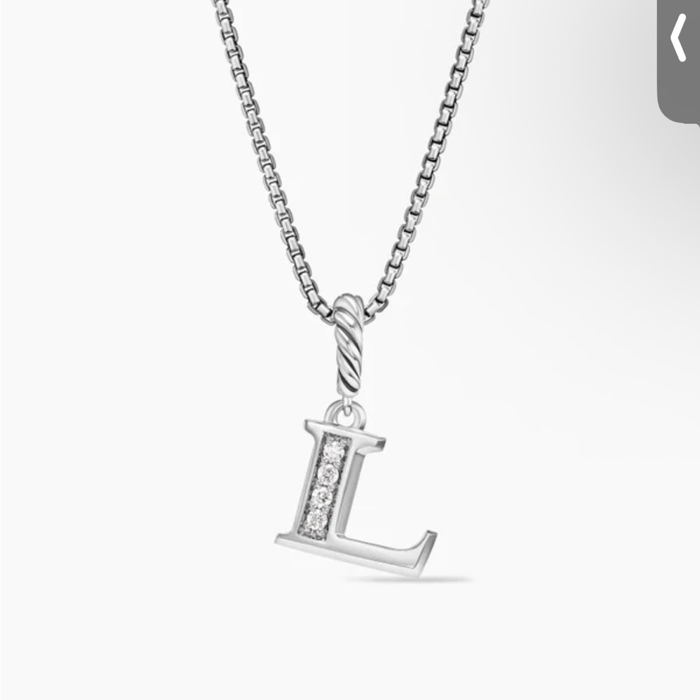 David Yurman Silver 'L' Pendant Necklace